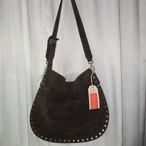 ANNA PAOLA GENUINE LEATHER MADE IN ITALY Suede CROSSBODY  Bag